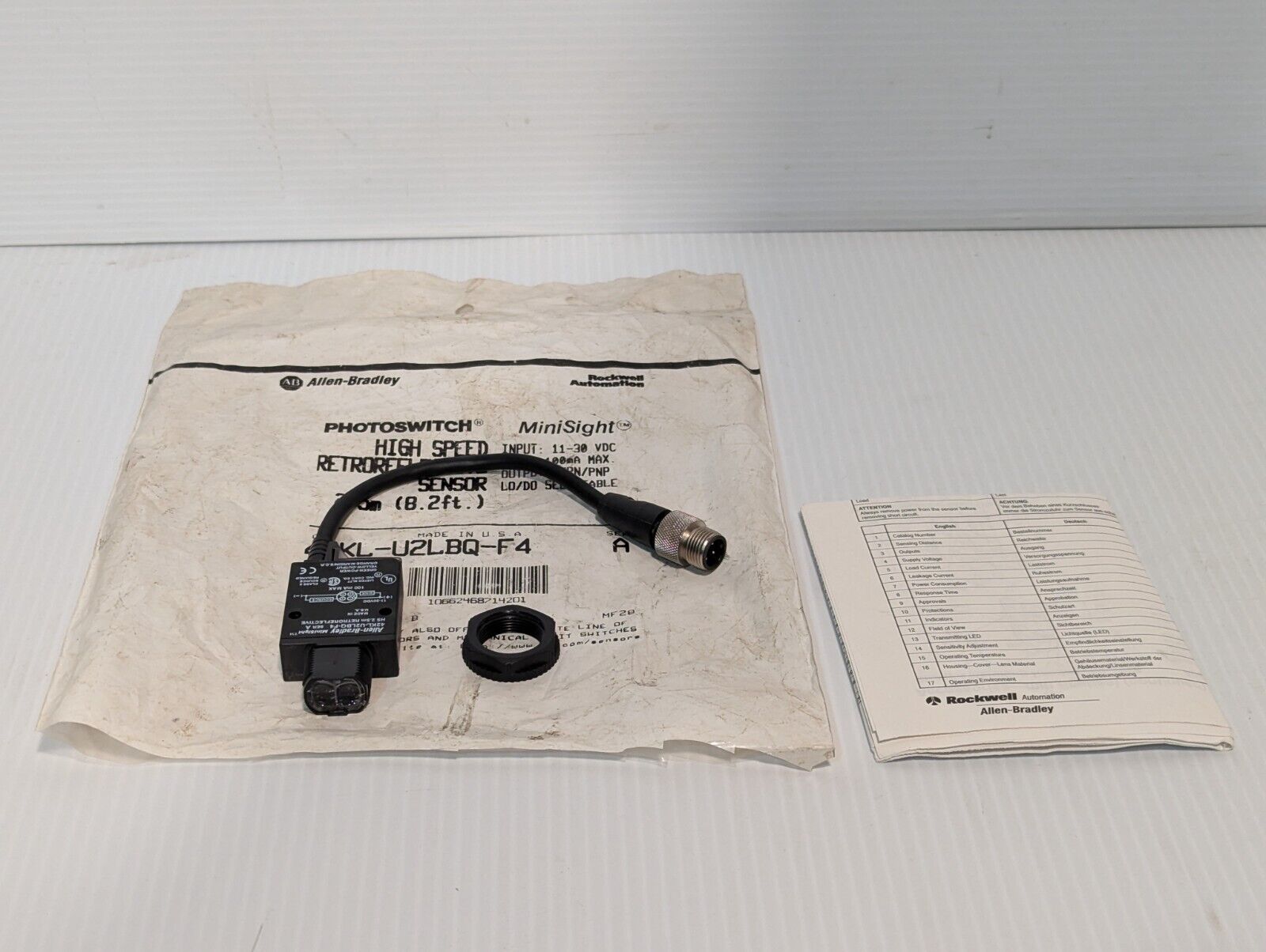 NOS Allen-Bradley 42KL-U2LBQ-F4 Series A Minisight Photoelectric Switch Sensor