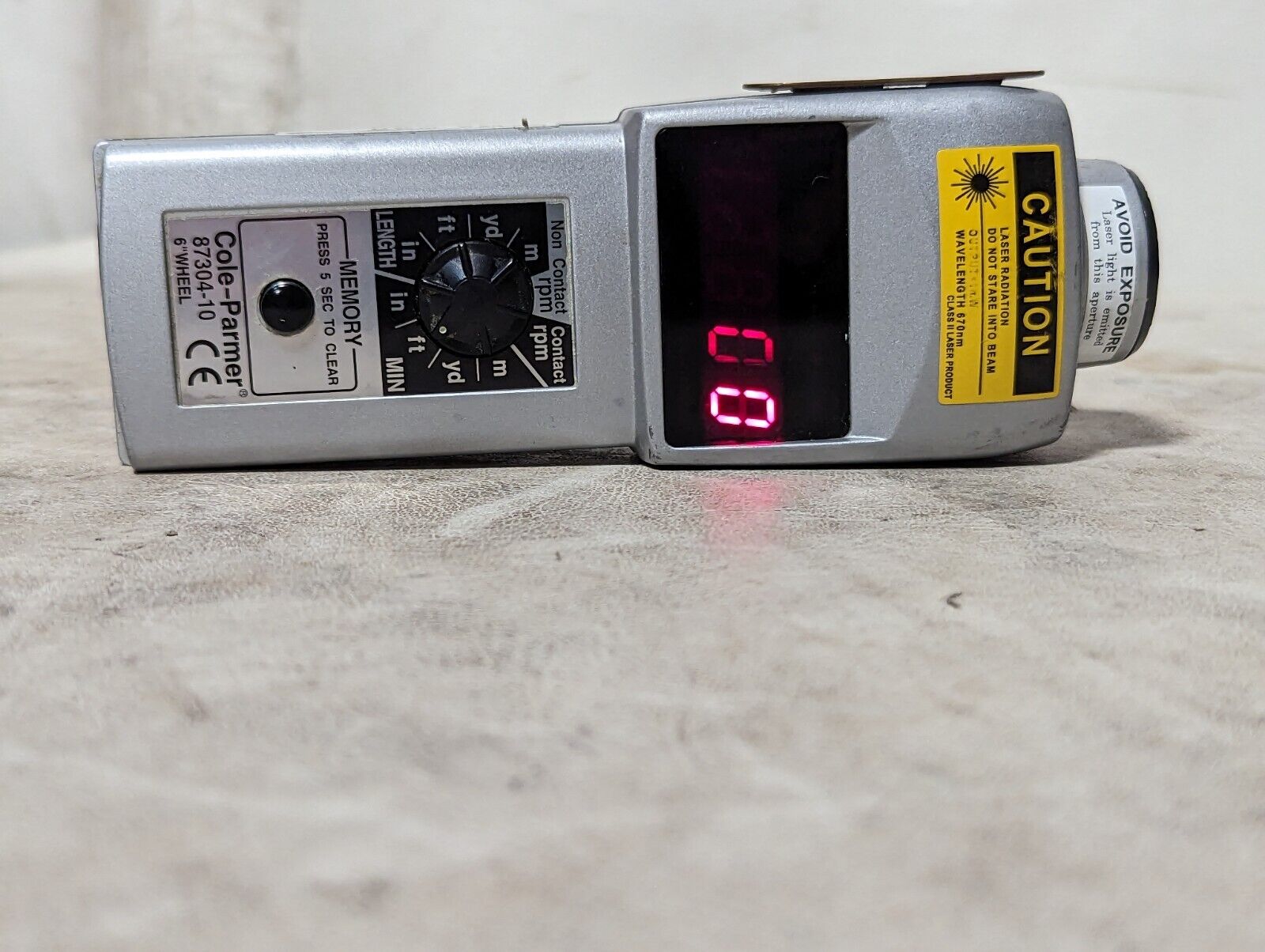 Cole-Parmer 87304-10 6" wheel Convertible Laser Tachometer with LED Display