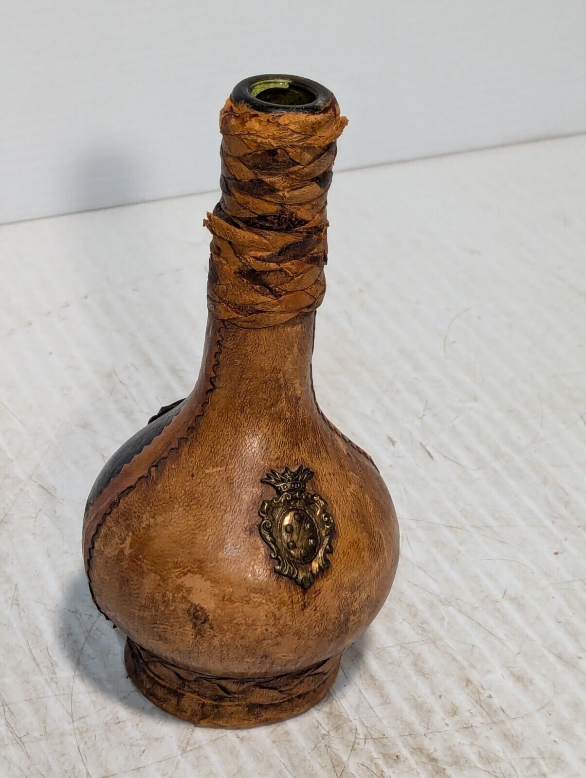 Rare Vtg Leather Wrapped Decanter, Caribbean, Colonial Style - Free Shipping