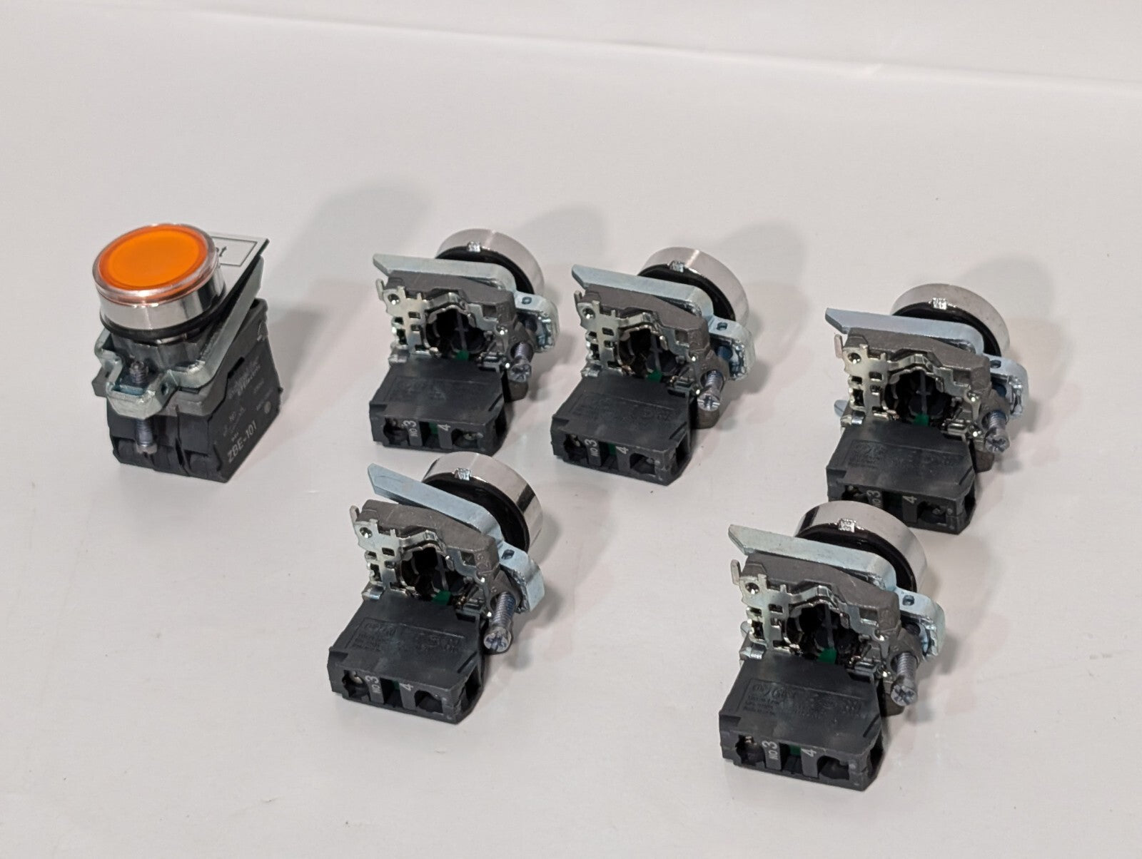 [6] Schneider Electric ZBE-101 Auxiliary Contact Block w/ Pushbutton Switch