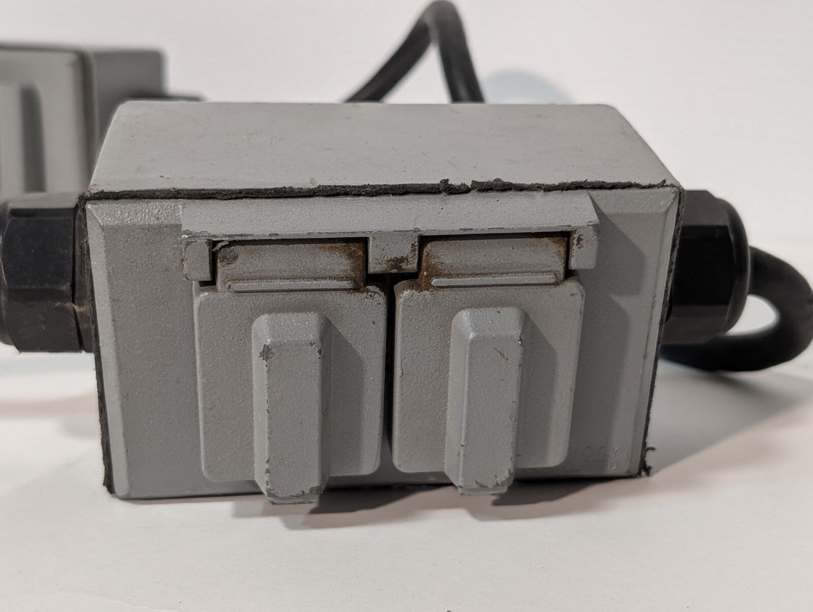 String of 4 Parallel Weather Proof Horizontal Duplex Power Outlet Receptacles