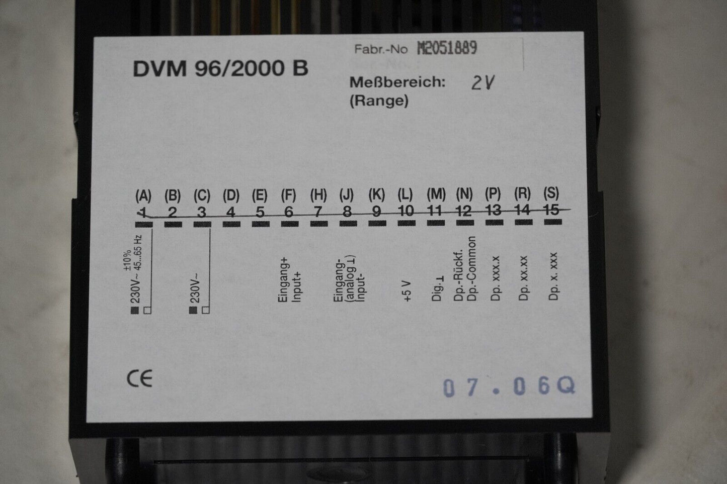 Gossen, Muller & Weigert GMW DVM96/2000B digital panel meter, four digits